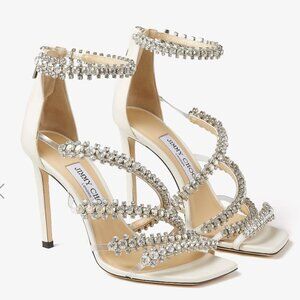 Josefine 100 Latte Nappa Sandals with Crystal Embellishment